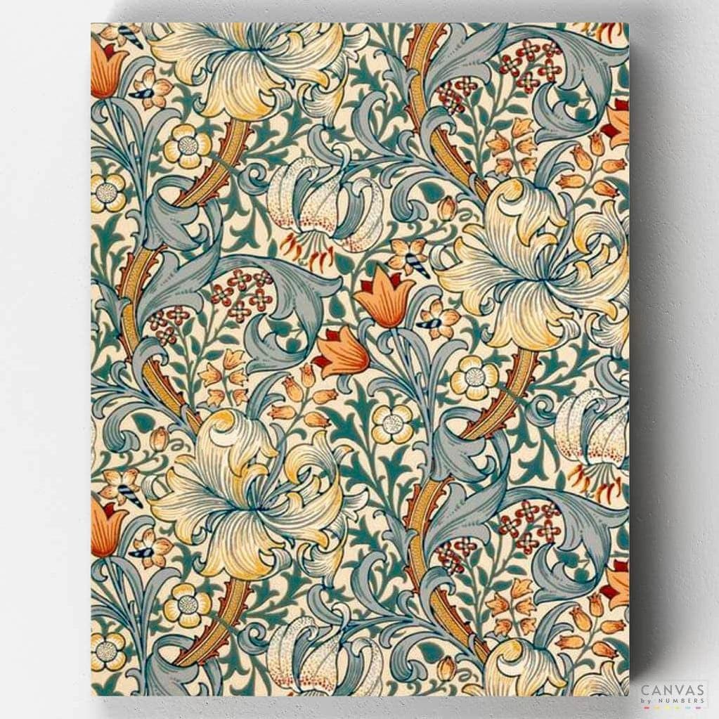 Premium Paint by Numbers Kit - Ships from the US - Golden Lily - William Morris - Canvas by Numbers