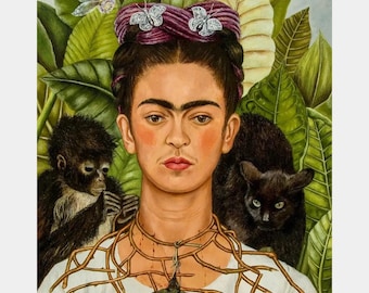 Premium Diamond Painting (X-Large) - Portrait with Thorn Necklace and Hummingbird - 5D Diamond Painting Kits for Adult - DIY Gift