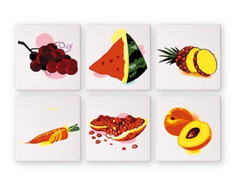 Set of 6 Mini Paint by Numbers - Garden Bites – Easy Canvas Painting DIY Art - Gift Idea