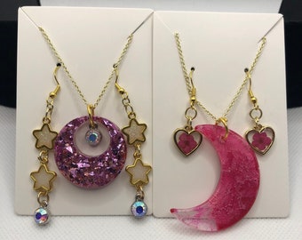 Handmade Resin Pink Jewelry Sets