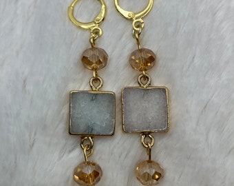 Simple White Square Earrings