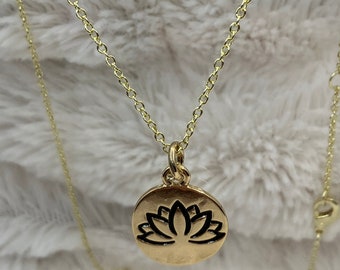 Gold Lotus Flower Charm Necklace