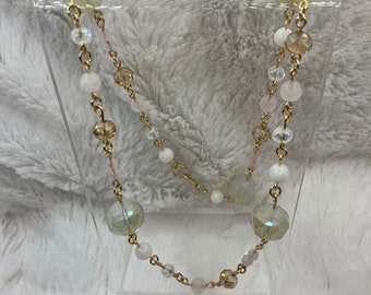 Tan and White Beaded Necklace