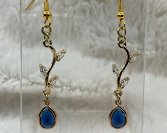 Gold Vine Teardrop Charm Earrings