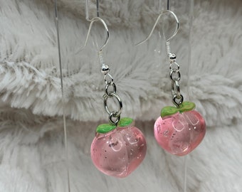 Pink Sparkly Peach Earrings