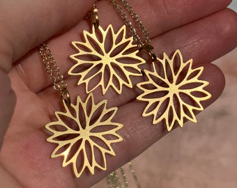 Brass Flower Charm Necklaces