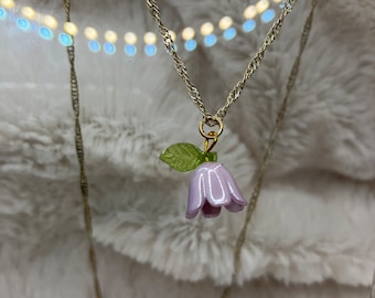 Purple Bell Flower Necklace