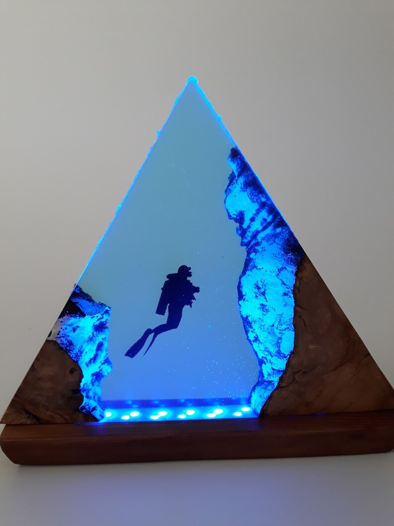Unique Epoxy Resin Diver Night Light Triangle Ocean Deep Etsy