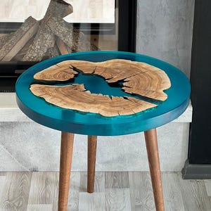 Aqua Blue Epoxy Coffee Table, Olive Wooden Coffee Table, Epoxy Resin Modern Decor Furniture, Ocean Art Coffee Table, Resin Art Coffee Table