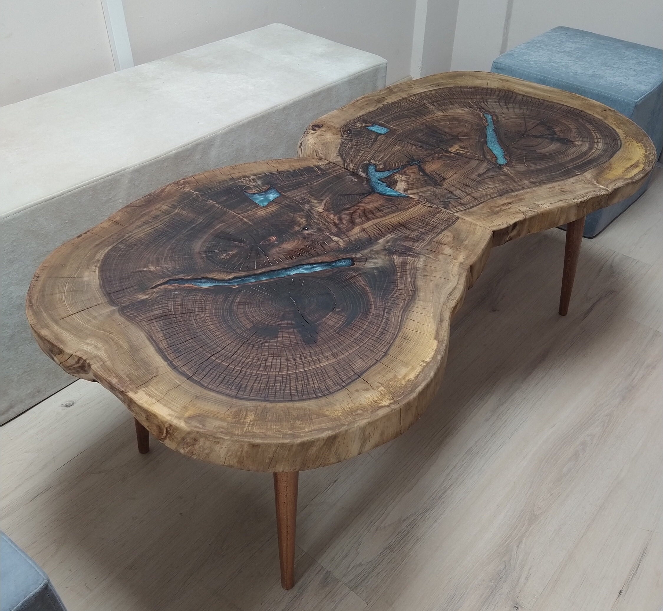 Unique Resin and Wood Coffee Table Oversized Resin Live Edge