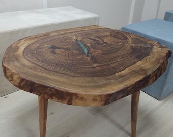 Unique Resin And Wood Coffee Table, Oversized Resin Live Edge Table, Modern Epoxy Log CoffeeTable, Wood Farmhouse Decor, Gift Room Furniture
