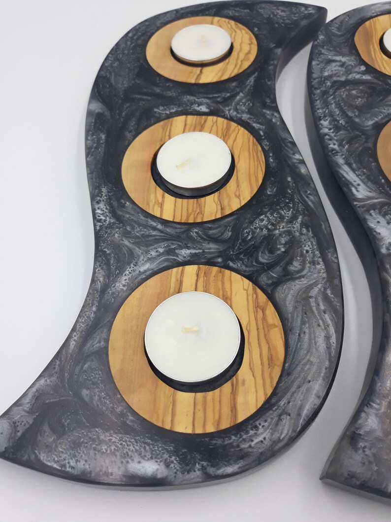 Epoxy Resin Candle Holder Marble Look Candlestick Resin Art Etsy