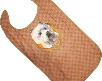2 PACK - Adult Bib with Graphic Print Snap Closure and Vinyl Backing - Dog Print