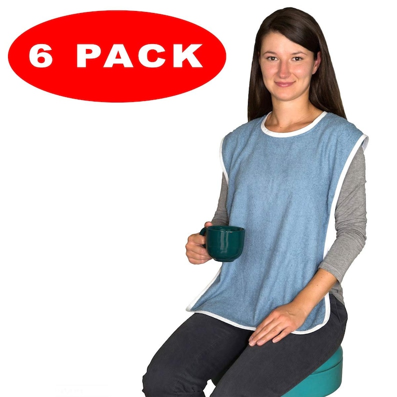6 Pack Terry Cloth Adult Bibs/senior Meal Time Clothing Protector W/hook and Loop Closure Etsy