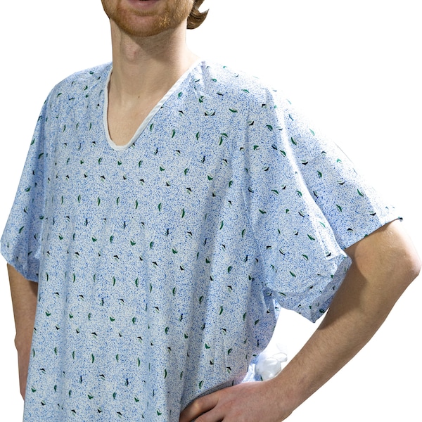 4 Pack - Tie Back Hospital Gown Robe for Men Fits Sizes Small - X Large