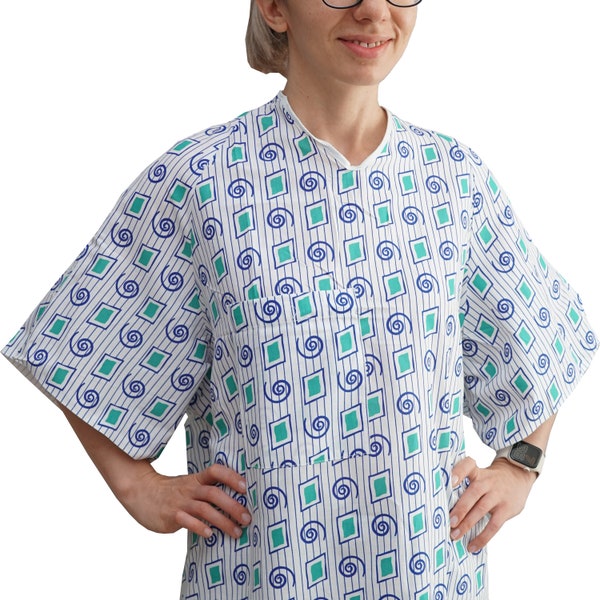 IV Medical Hospital Gown, Snaps on Shoulders - Size Small/Medium