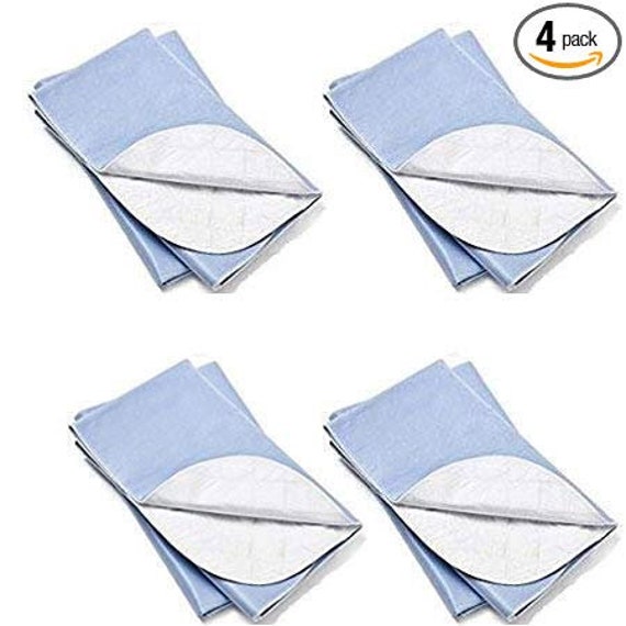 4 Pack 30x36 Washable Bed Pads/reusable Incontinence Underpads Ideal for Children and Adults Incontinence Protection/blue Cloth Chucks 