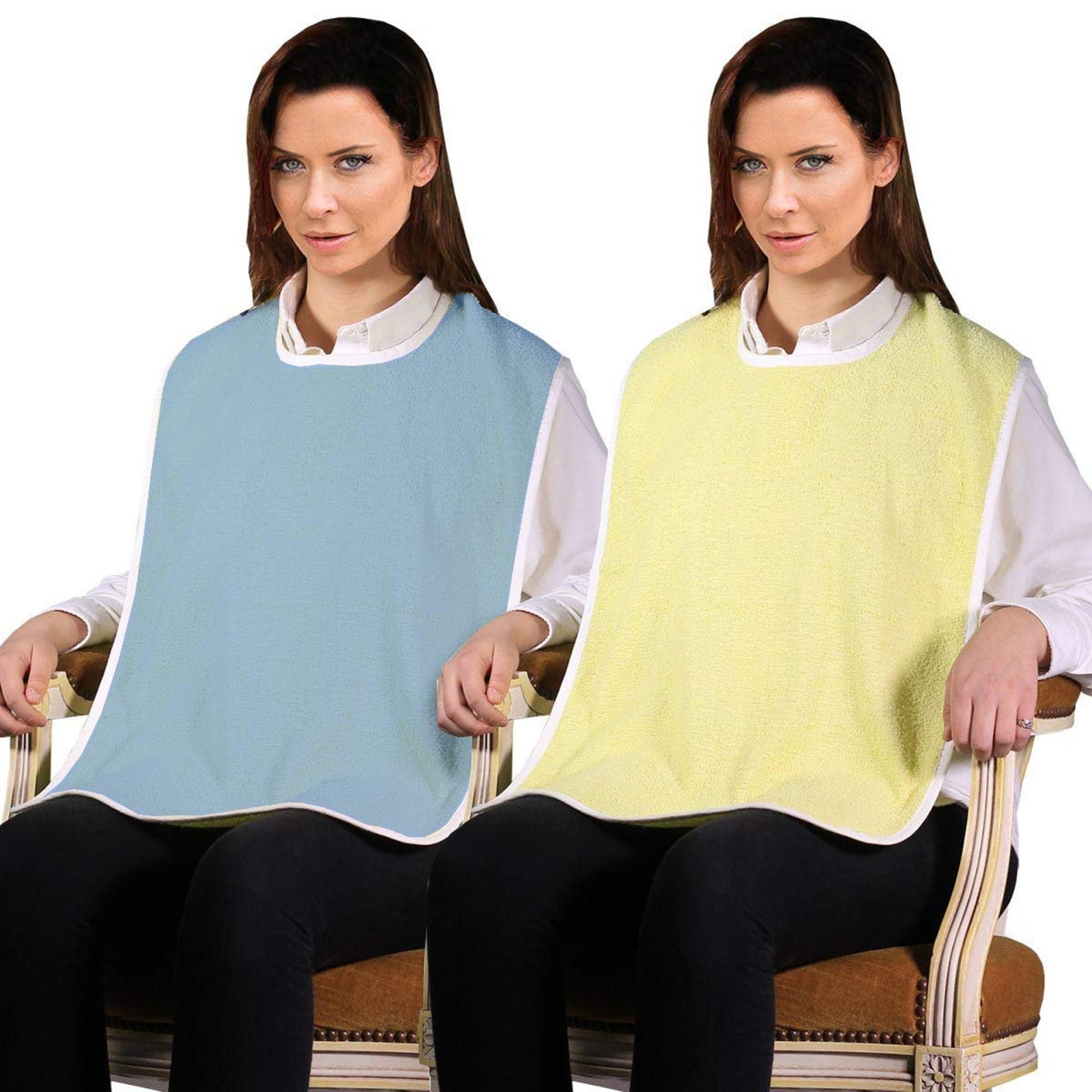 4 Pack Terry Cloth Adult Bibs / 2 Blue and 2 Yellow Senior Etsy