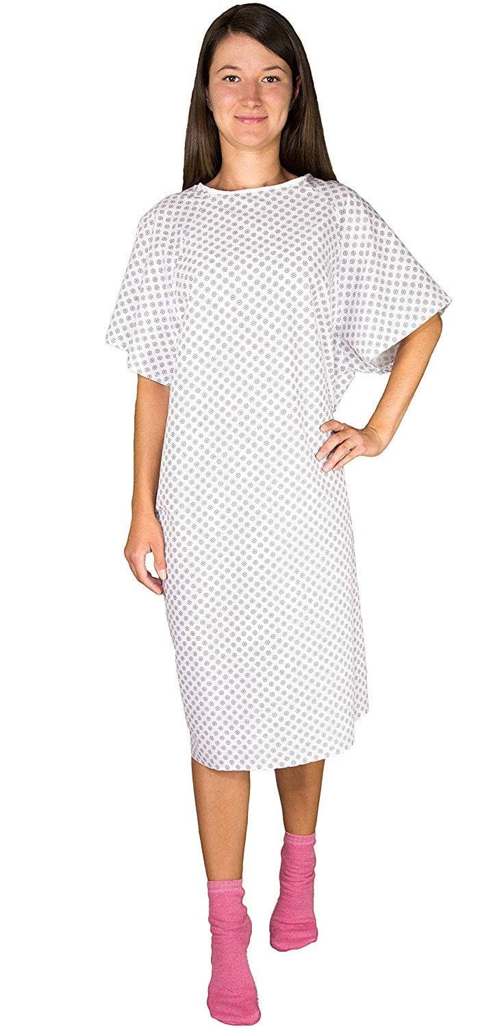 12 Pack White Hospital Gown With Back Tie/hospital Patient Robes With