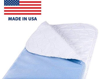 2 Pack - 100% Cotton Large Size Washable Bed Pad/Large Incontinence Underpad - 36 X 52 - Jumbo Mattress Protector - Blue