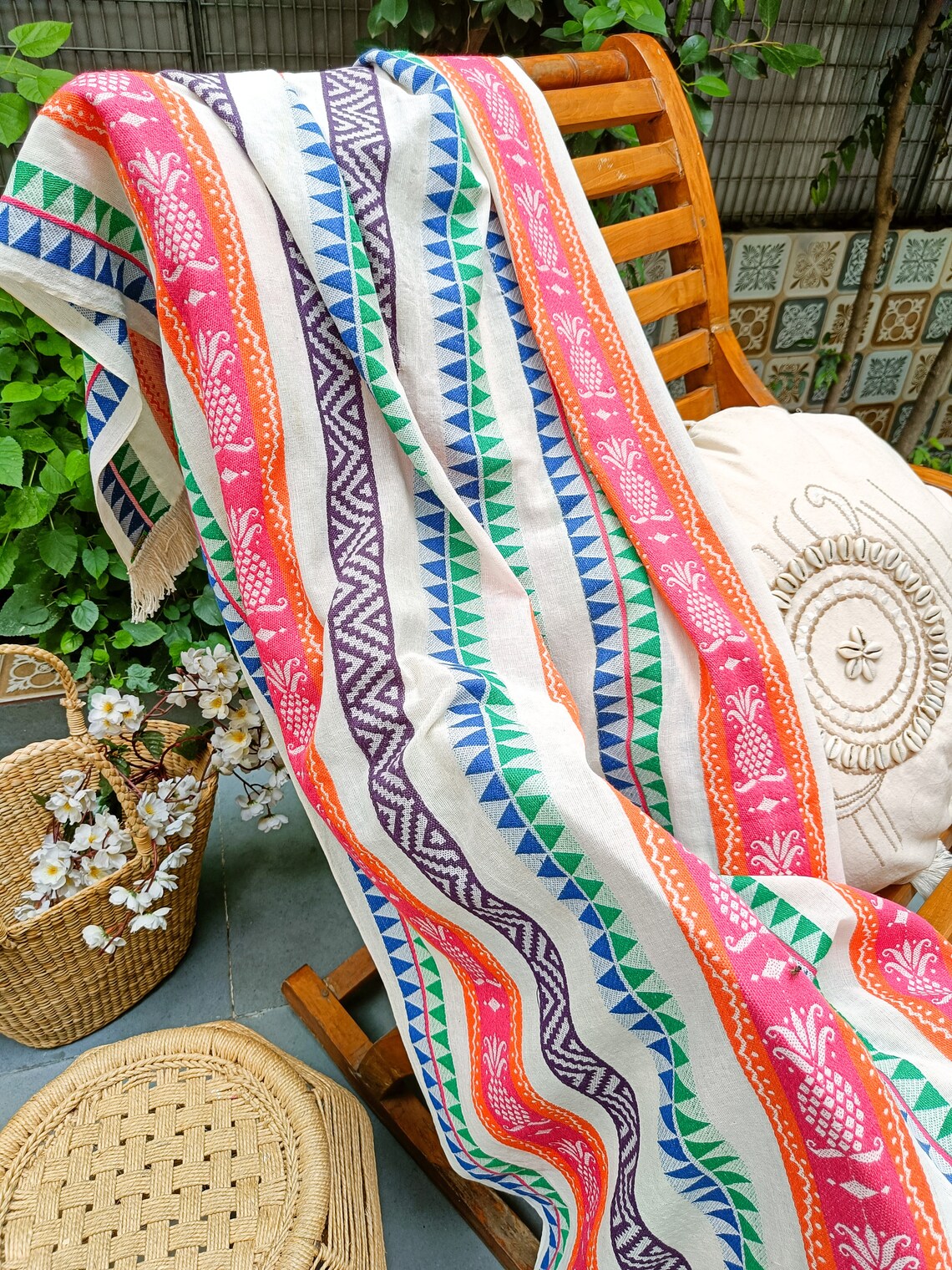 Jacquard Throw Blanket Handloom Cotton Throw Throw Blanket Etsy UK