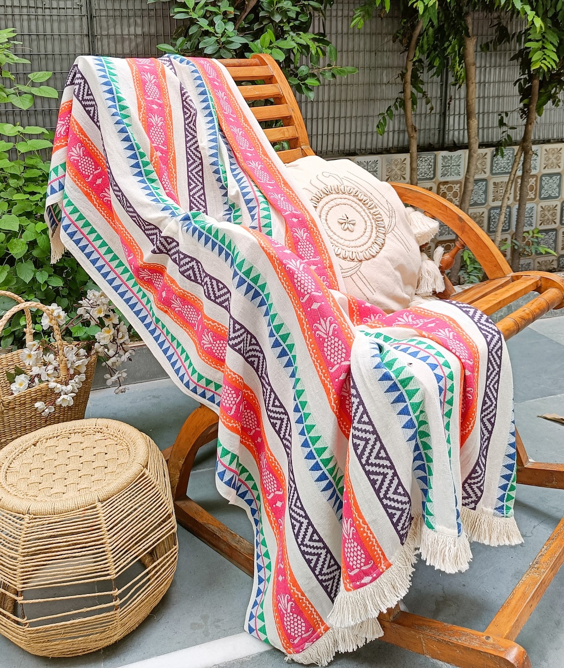 Jacquard Throw Blanket Handloom Cotton Throw Throw Blanket Etsy UK