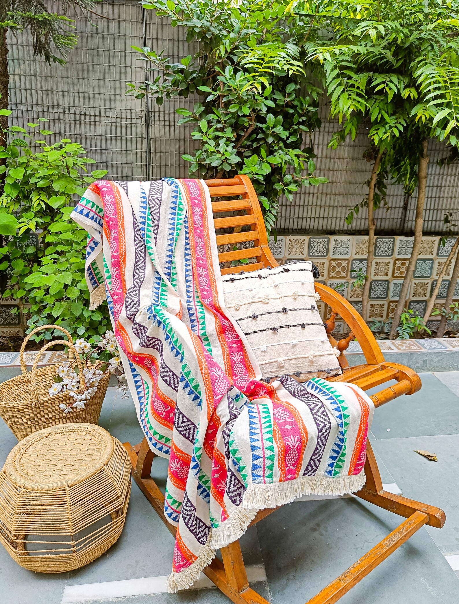 Jacquard Throw Blanket Handloom Cotton Throw Throw Blanket Etsy UK