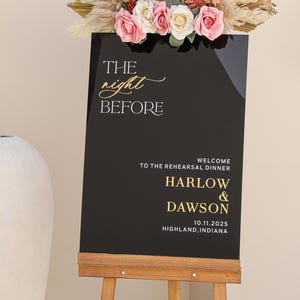 Placa de boas-vindas para o jantar de ensaio - Placa da noite anterior ao casamento - Placa de acrílico para jantar de ensaio - Placa de jantar de ensaio de casamento