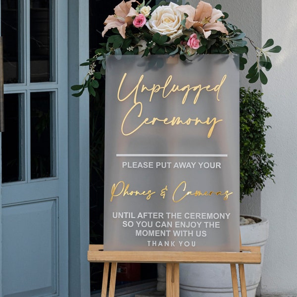 Unplugged Wedding Sign - Unplugged Ceremony Sign - Pick a Seat not a Side Wedding Sign - Wedding Signage - Frosted Acrylic Signs