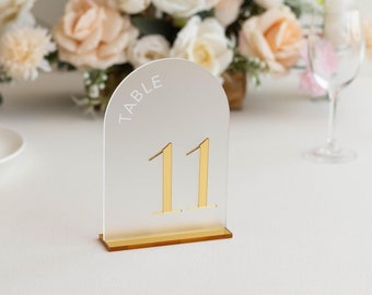 Frosted Arch Acrylic Table Numbers - Frosted Acrylic Sign - Wedding Table Decor - Wedding Signage - Gold Table Numbers , Frosted Numbers