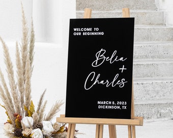 Wedding Welcome Sign, Black Acrylic Sign, Black Acrylic Wedding Welcome Sign, Shiny Black Acrylic, Ceremony Welcome Sign, Acrylic Signs