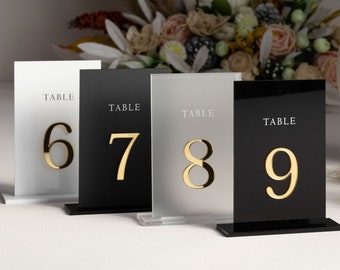 Black Acrylic Table Numbers - Frosted Acrylic Sign - Wedding Table Decor - Wedding Signage - Gold Table Numbers , White Table Numbers
