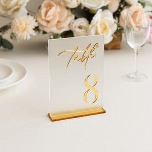 Wedding Table Numbers - Acrylic Table Numbers - Wedding Table Decor - White Table Signs - Table Numbers with Stands