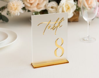 Wedding Table Numbers - Acrylic Table Numbers - Wedding Table Decor - White Table Signs - Table Numbers with Stands