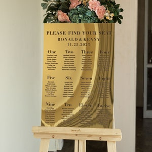 Mirror Gold Acrylic Seating Chart - Please Be Seated Wedding Sign - Wedding Guests Plan - Reception Decor - Please Find Your Seat Sign -