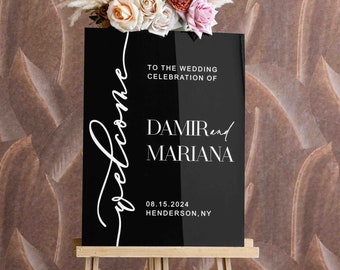 Black Acrylic Welcome Sign for Wedding Reception Decor - Wedding Welcome Sign - Wedding Signage - Modern Wedding Signs - Black Wedding Decor
