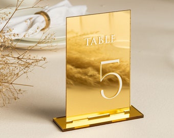 Mirror Gold Acrylic Table Numbers | Wedding Table Numbers | Wedding Table Signs | Table Numbers Wedding Decoration | Wedding Table Decor