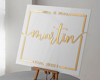 Acrylic Last Name Wedding Sign, 3D Wedding Welcome Sign, Acrylic sign, Wedding Sign, Personalized Wedding Sign,Weddings, custom welcome sign