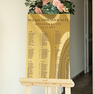 Mirror Gold Acrylic Seating Chart - Please Be Seated Wedding Sign - Wedding Guests Plan - Reception Decor - Please Find Your Seat Sign -