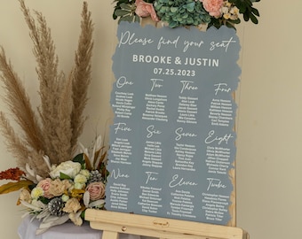 Painted Acrylic Seating Chart, Wedding seating chart, wedding seating sign, Please Be Seated Wedding Sign, Wedding Guests Plan, Custom signs