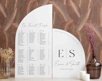 Hochzeit Schilder Bundle - Sitzplan Zeichen - Hochzeit Willkommensschild - Weiße Acryl Schilder - Bogen Sitzplan - Sitzplan Hochzeit