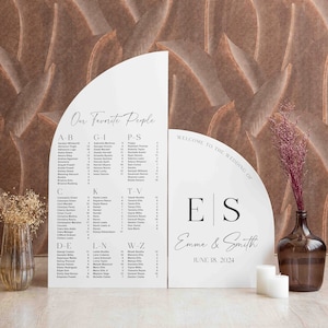 Hochzeit Schilder Bundle - Sitzplan Zeichen - Hochzeit Willkommensschild - Weiße Acryl Schilder - Bogen Sitzplan - Sitzplan Hochzeit
