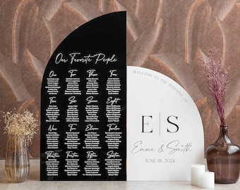 Wedding Signs Bundle - Black Seating Chart - Seating Chart Sign - Wedding Welcome Sign - White Acrylic Signs - Arch Seating Chart