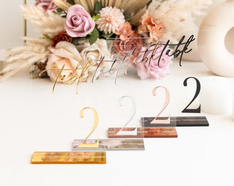 Clear and Gold Mirror Acrylic Signs - Wedding Table Numbers - Wedding Table Decor - Acrylic Table Number Signs - Modern Table Numbers