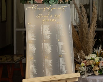 Frosted Acrylic Seating Chart, Wedding seating chart, wedding seating sign, Please Be Seated Wedding Sign, Wedding Guests Plan, Frosted sign