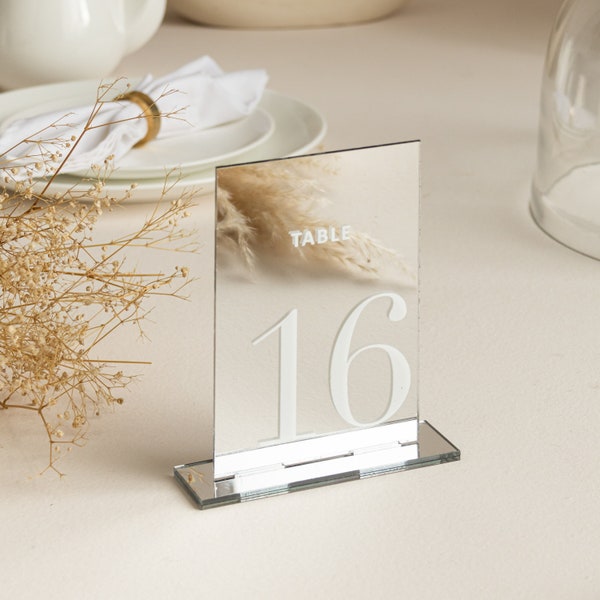 Mirror Silver Acrylic Table Numbers | Wedding Table Numbers | Wedding Table Signs | Table Numbers Wedding Decoration | Wedding Table Decor