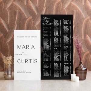 Hochzeitsschilder 2er Set - Sitzplan Schwarz - Sitzplan Zeichen - Hochzeit Willkommensschild - Weiße Acryl Schilder - Hochzeitsdeko