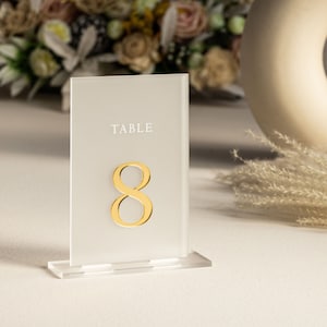 Frosted Acrylic Table Numbers - Frosted Acrylic Sign - Wedding Table Decor - Wedding Signage - Gold Table Numbers , Frosted Table Numbers