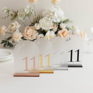 Frosted Arch Acrylic Table Numbers - Table Signs - Wedding Table Decor - Wedding Signage - Black Table Numbers - Wedding Reception Decor