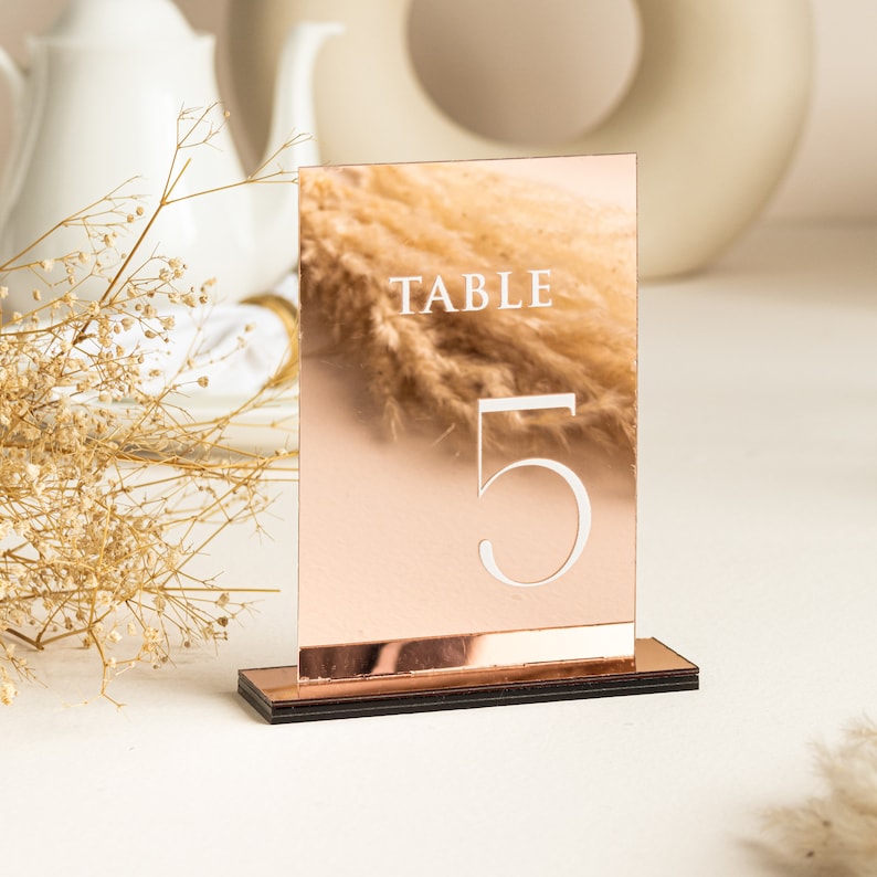 Mirror Gold Acrylic Table Numbers Wedding Table Numbers Etsy
